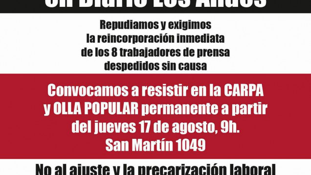 imagen Ocho trabajadores de prensa fueron despedidos de diario Los Andes