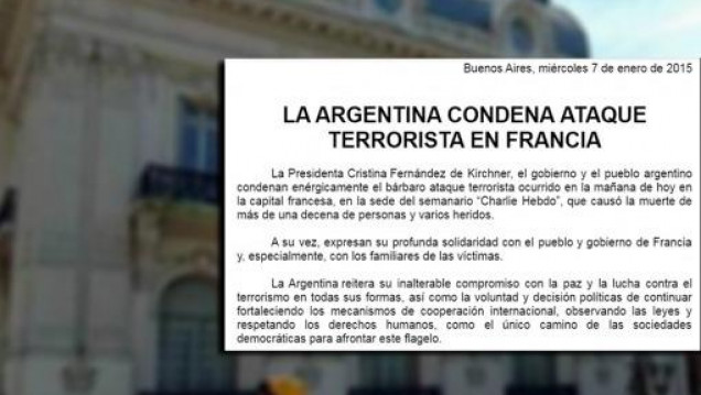 imagen Argentina condenó al ataque en Francia
