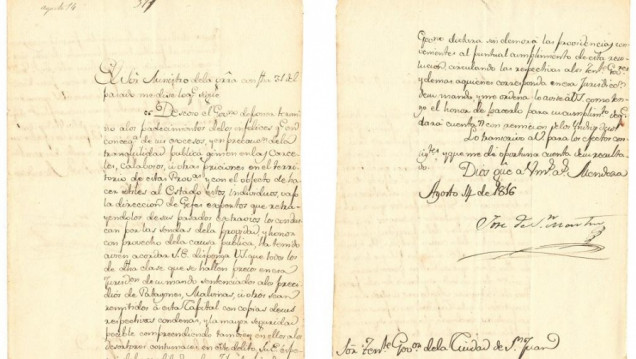 imagen La carta con la que San Martín pidió por los hombres que estaban en las islas Malvinas