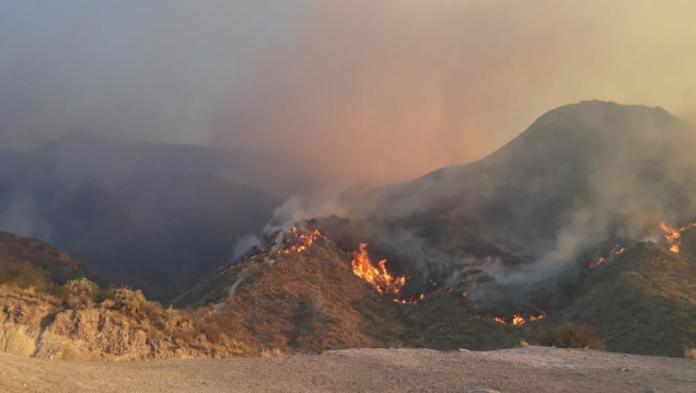 imagen El Zonda propagó un incendio en el Cerro Arco y hubo miedo en barrios cercanos