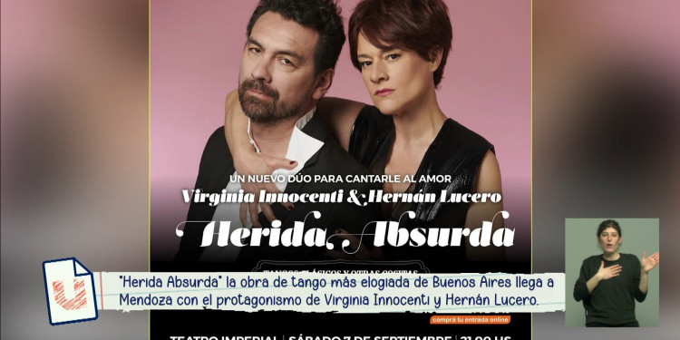 Llega "Herida Absurda", un espectáculo pasional con Virginia Innocenti y Hernán Lucero