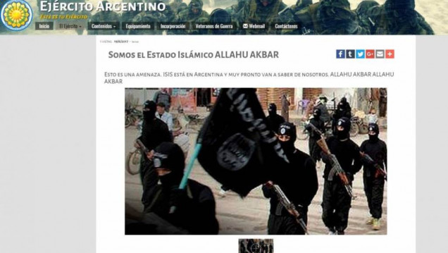 imagen Hackearon la web del Ejército argentino y dejaron amenazas del EI