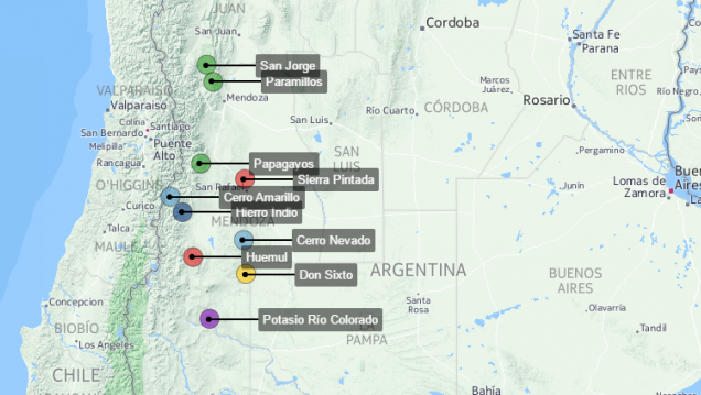 imagen El mapa de los proyectos mineros frenados en Mendoza